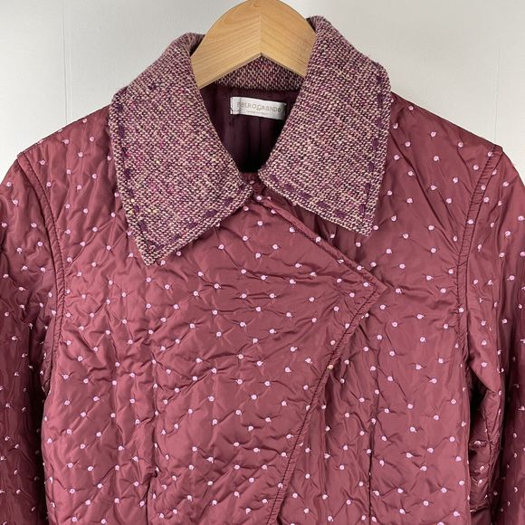 Pietro Grande Artsy Jacket Burgundy Red Patchwork Polka Dot Womens EU 44 - Picture 2 of 8